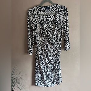 Chaps Black and White Long Sleeve Dress